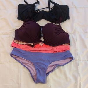 Victoria's Secret Black and Purple Bikini Swimwear